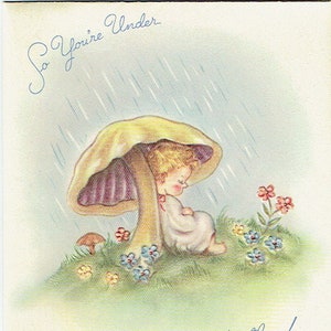 1940s Vintage inutilisé Get Well Card and Envelope;  Meilleurs voeux faits aux Etats-Unis