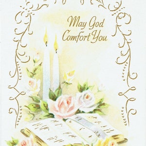 Cartão Religioso "May God Comfort You" da Simpatia Vintage dos anos 70