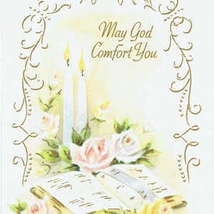 Cartão Religioso "May God Comfort You" da Simpatia Vintage dos anos 70