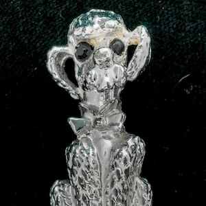 Silver Proudly Sitting Poodle Brooch or Tie Pin or Pin