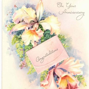 vintage, Unused 1940s Anniversary Greeting Card, The Clover, A Keepsake Greeting, Made in USA