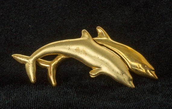 Three Vintage Porpoises Dolphins Group of Brooche… - image 3
