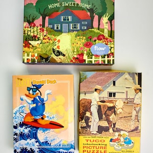 Lot of Three Puzzles: Vintage Children Puzzles and Adult Puzzle