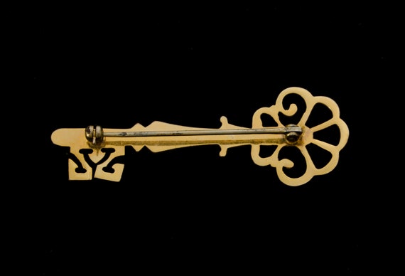 Vintage Gold Tone 3.50" Long Key Pin, Brooch or T… - image 2