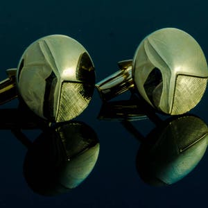 Geometric Mens Cuff Links in Gold Tone, Vintage 60s