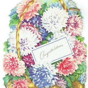 Vintage Greeting Card, Congratulations, 1940's Congratulations Card, Three Greeting Stand Up Congratulations Card, Bouquet Card