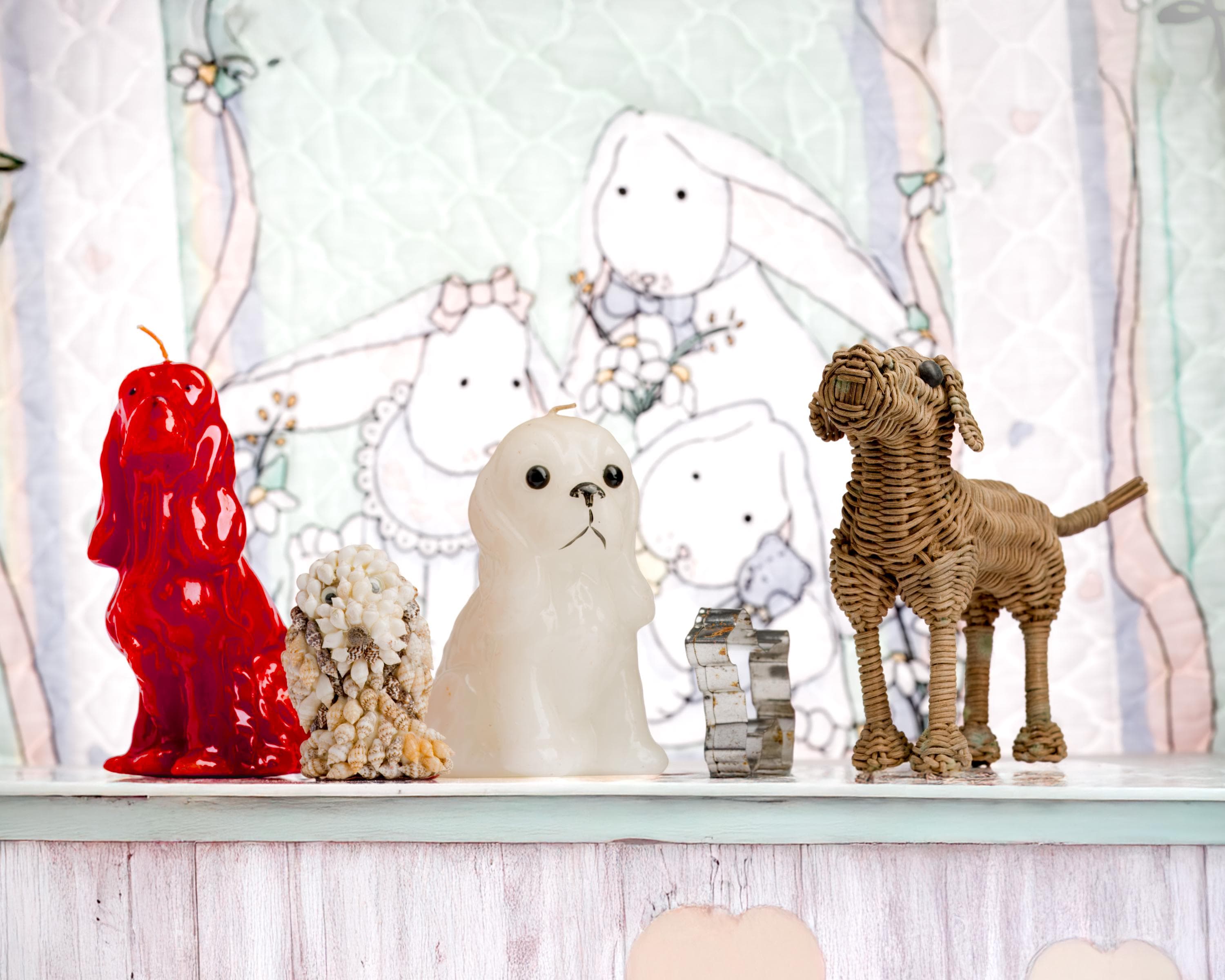 コッカースパニエル5匹セット、キャンドル、クッキーカッター、シェル