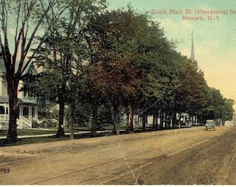 Pocztówki z 1910 r.: Newark, hrabstwo Wayne, Nowy Jork; część mieszkalna South Main Street