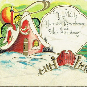 Vintage Greeting Card, dank u voor uw kaart, 1920, goud verguld, zware kaart Stock