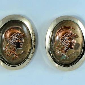Vintage Pair Glass Bubble Roman Conquerer Cuff Links