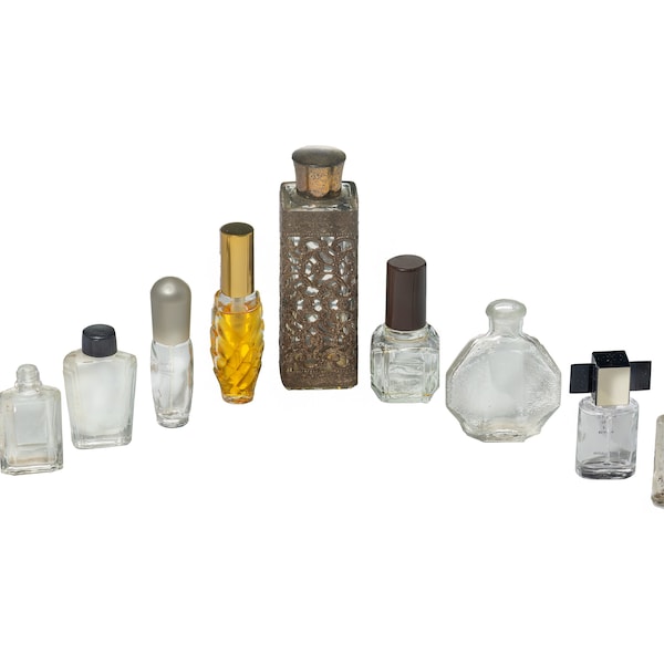 Lot of 10 Perfume Bottles, Antique and Vintage, Small