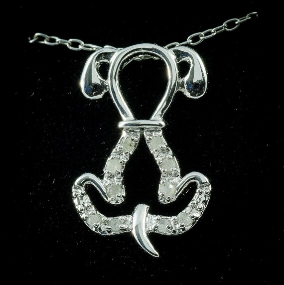 Pendentif Avec Chaîne En Argent Italien 925 – Avec Strass – Bijou D'occasion En Bon état