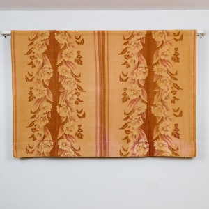 Barkcloth Vintage Curtains, Valances, vintage from the 1940s; Rust Colored, Climbing Flowers, Different Sizes for Different Windows