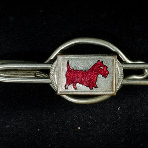Red Scottish Terrier, Vintage 1940s Tie Clip