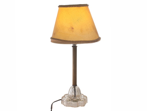 Glass and Brass Nightstand Lamp Vintage Etsy UK