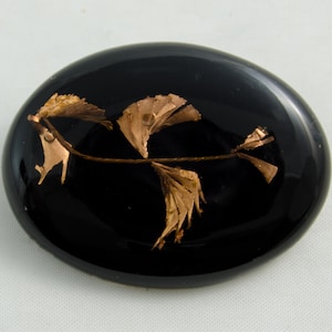 Golden Leaf in Black Brooch Pin