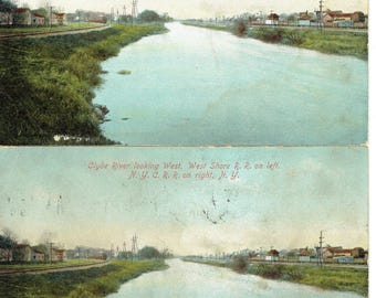 1910s Clyde NY Postcard: River View, Railroads
