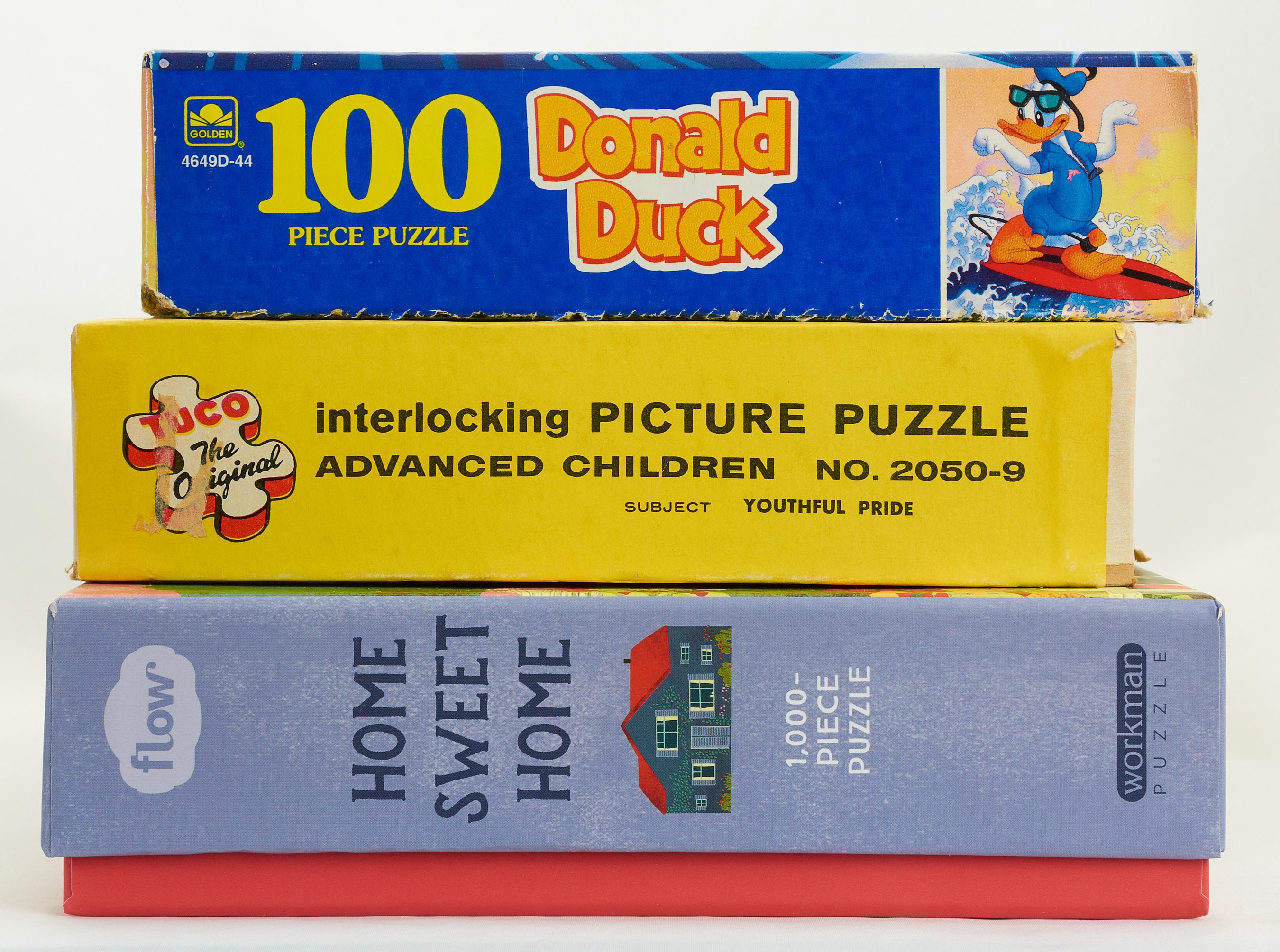 3つのパズルのセット：ヴィンテージの子供用パズルと大人用パズル