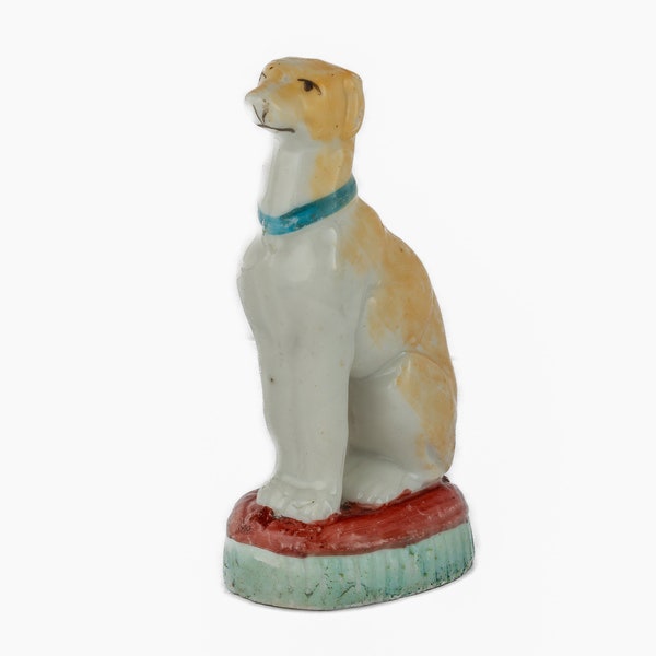 Miniature Greyhound Figurine, Staffordshire Pottery, 1800s
