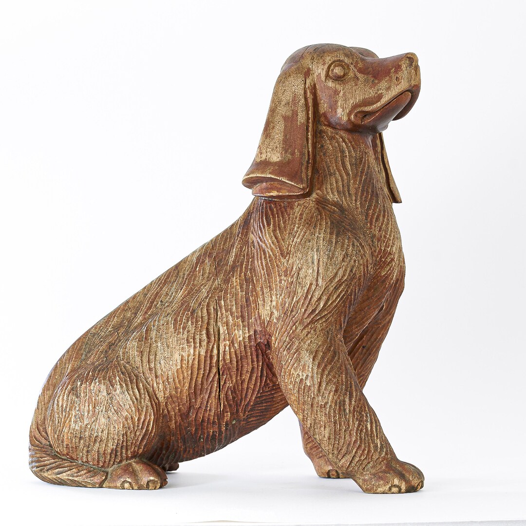 Vintage Handcarved Wooden Dog Statue Cocker Spaniel, Hound Etsy