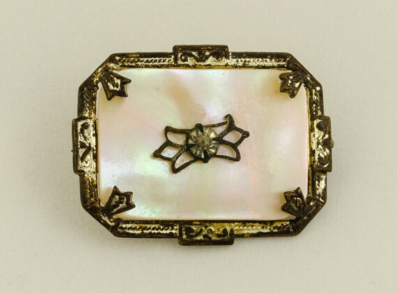Pearl and Rhinestone Brooch Pin 