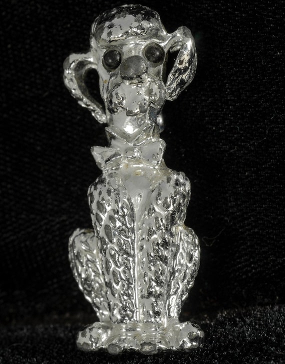 Vintage Standard Poodle with Bow Brooch Pin - image 1