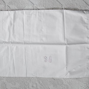 Vintage Pillowcase, Lace, Button Close, Monogrammed