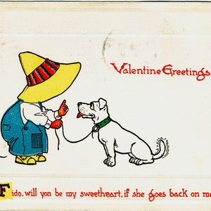 Valentinstags-Postkarten; Vintage Ansichtskarten: Valentines - Benjemen, Gibson Art Co; Outcoult, Raphaël Tuck & Co; Nr. 23 Skidoo, Deutschland