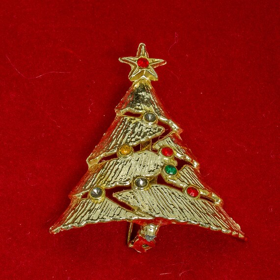 Vintage Christmas Tree Brooch, Tie Pin, Pin Marked 