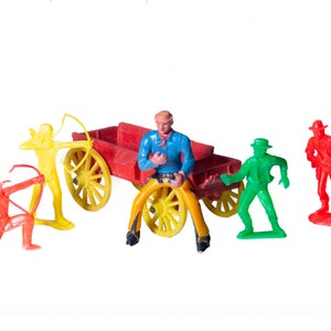 Buckwagon, Cowboys, Indiens, vintage Toy Miniature, Auburn Rubber Company