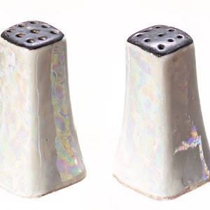 Japan Salt and Pepper, Black and White, Vintage, Opalescent