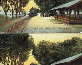 Vintage 1900s Sodus Point Train Station Postcard, New York