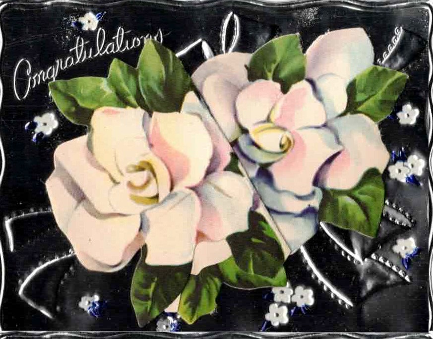 Vintage, Unused Congratulations Greeting Card, Rainbow Metalic , 1950s