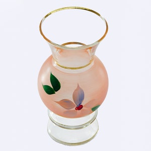 Candleholder Vase, Vintage Hand Painted Glass