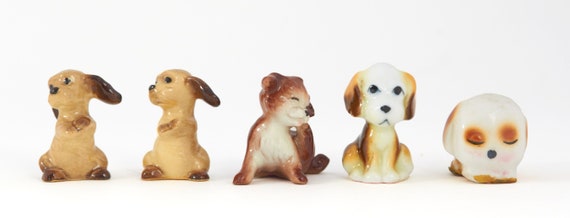 Hagan Renaker スタイル: ミニチュア ボーンチャイナ 犬置物 5 個