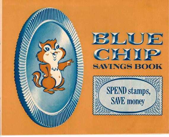 Vintage 1950s Blue Chip Savings Book of Stamps 2 Full and 1/2 Full Books 