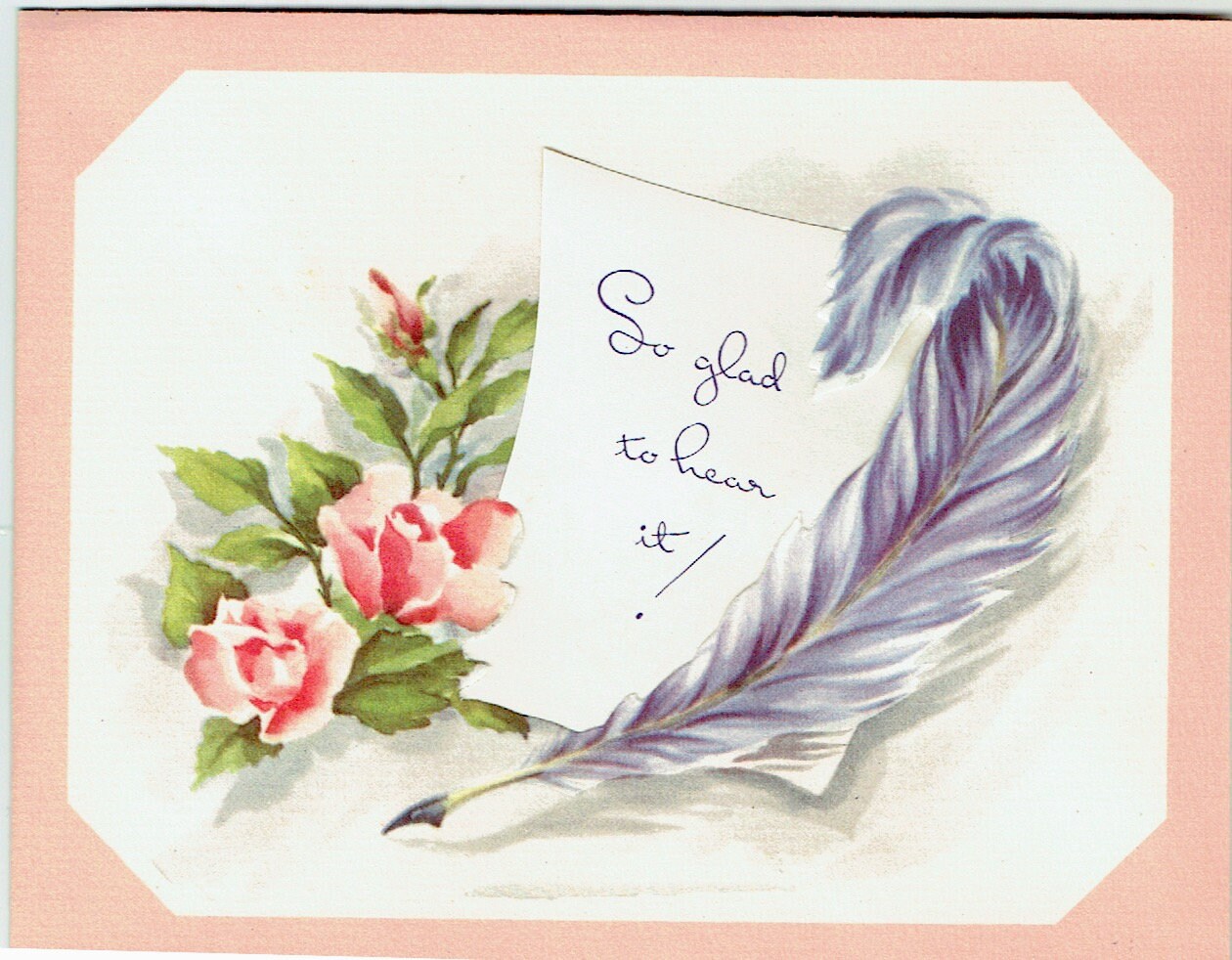 Vintage, Unused 1940s Get Well Greeting Card, Nat’l. Printing Co., with Miniature Card