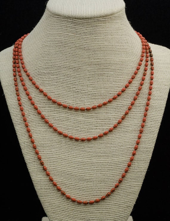 Antique Art Deco 1930s Orange Metal String of Bead