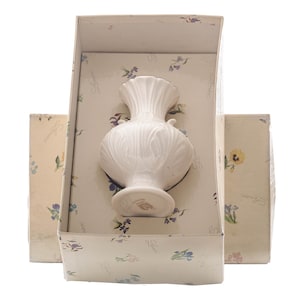 Lenox Vase in Original Box, Vintage Off White with Gilt, Leaf fluted
