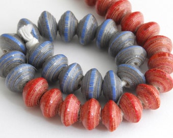 Paper Bead Jewelry Supplies - Paper Beads - Hand painted - Lot of 32 - #C122