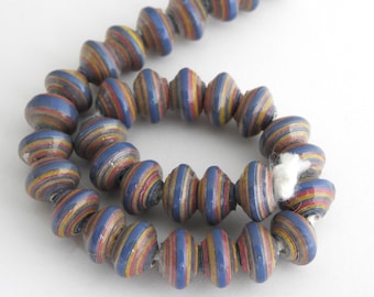 Hand Painted Paper Beads: Fair Trade Upcycled Saucer Beads (Lot of 32)