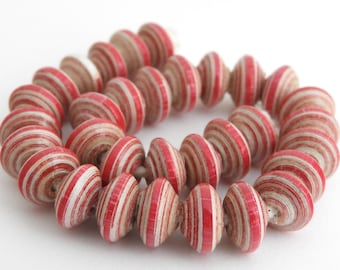 Paper Bead Jewelry Supplies - Paper Beads - Hand painted - Lot of 32 - #509