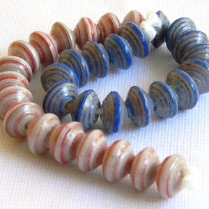 Paper Bead Jewelry Supplies Paper Beads Hand painted Lot of 32 1616 image 2