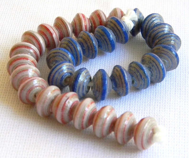 Paper Bead Jewelry Supplies Paper Beads Hand painted Lot of 32 1616 image 2