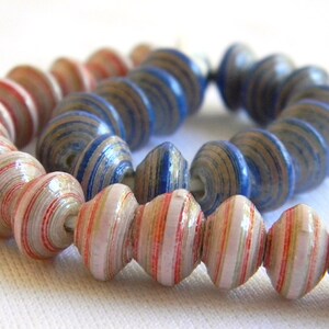 Paper Bead Jewelry Supplies Paper Beads Hand painted Lot of 32 1616 image 1