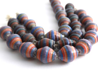 Fair Trade Paper Beads: Upcycled Bicone Jewelry Supplies - Lot of 30