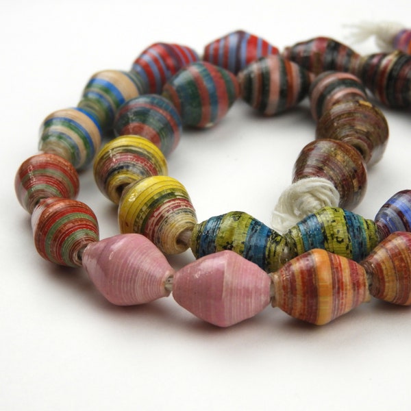 Paper Beads Earring Strand | Fair Trade | Upcycled Recycled | Hand painted | Lot of 32 | Jewelry Supplies | #508