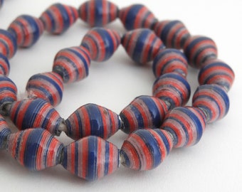 Paper Beads - Paper Bead Jewelry Supplies - Hand painted - Lot of 32 - #328