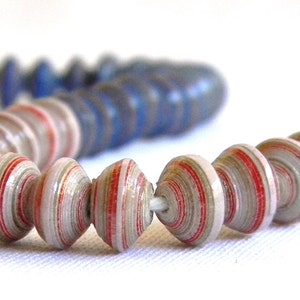 Paper Bead Jewelry Supplies Paper Beads Hand painted Lot of 32 1616 image 4