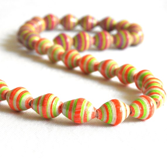 Neon Paper Beads, Hand Rolled Beads, Bright Beads, Handmade Beads, Loose  Beads, Unique Beads, Fun Beads, Yellow Beads, Pink Beads, Green 